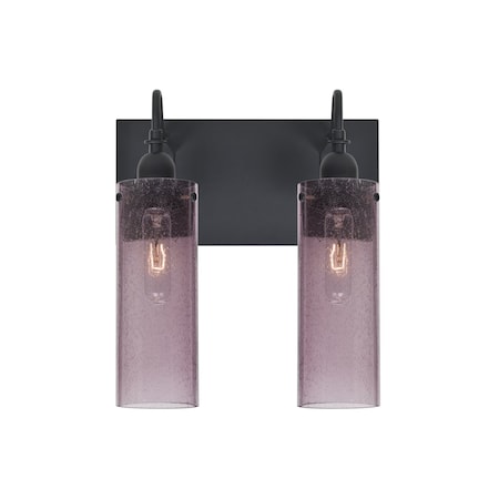 Besa Lighting Juni 10 Vanity, Plum Bubble, Black, 2x60W Incandescent 2WG-JUNI10PL-BK